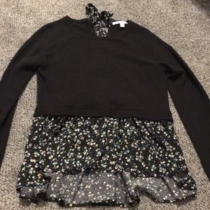 Sweater Shirt with Floral Bottom